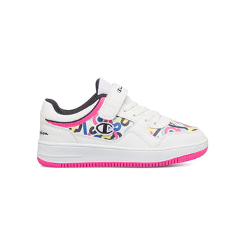 Sneakers bianche da bambina con stampa multicolore Champion Rebound Graphic Low G PS, Brand, SKU s342500076, Immagine 0